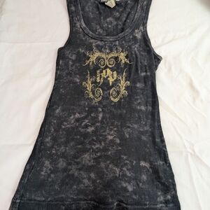House of Pain Black and Gold Acid Wash Tank Medium